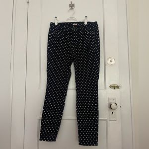 Jcrew navy and white polka dot toothpick skinny corduroys. Size 29.